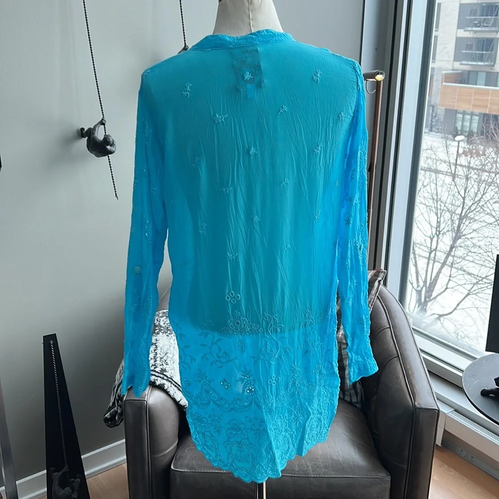 Johnny Was Zoya Harkyn Tunic in Clear Sky Blue Size XS - Picture 4 of 8